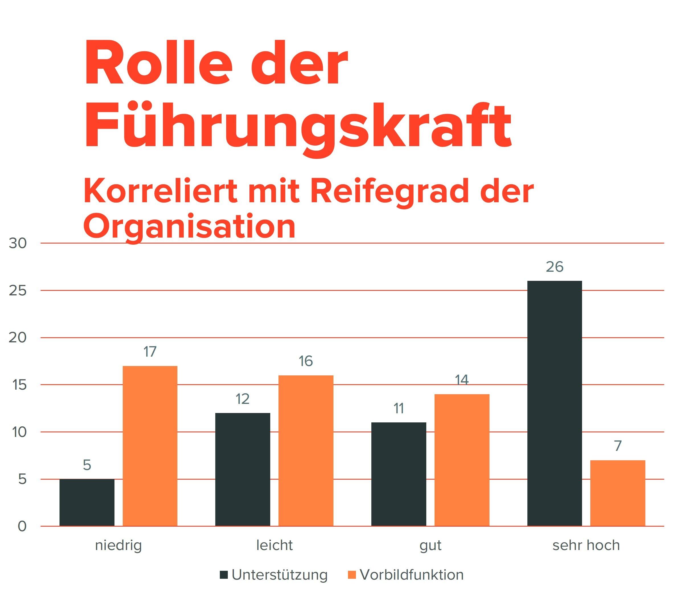 Rolle der Führungskraft korreliert mit Reifegrad der Organisation